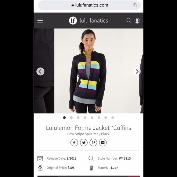 Lululemon forme jacket *cuffins pow stripe split pea /black Size 4 - Picture 8 of 9